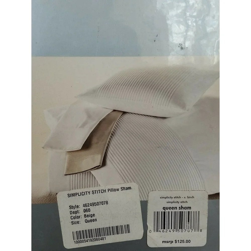 New Barbara Barry Dream Simplicity Stitch Silver birch Beige Pleated Pillow Sham